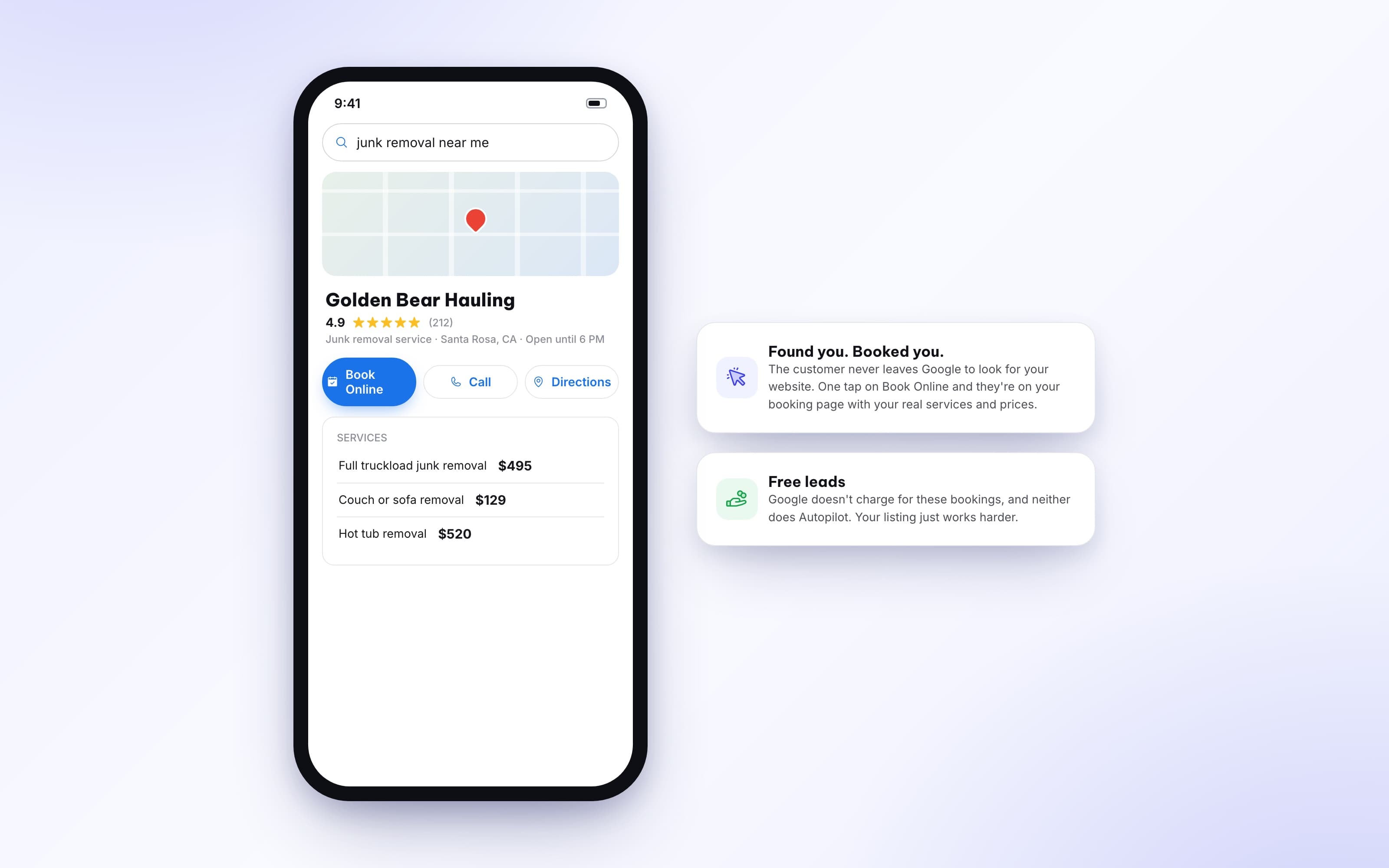 A Google Business Profile listing with a Book Online button powered by Reserve with Google