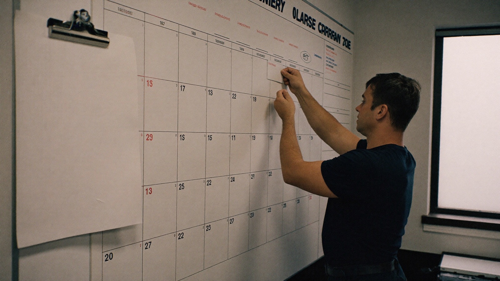 Before and after comparison of a paper job log and a clean CRM schedule screen